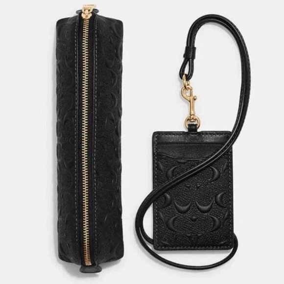 COACH Leather Lanyard and Pencil Case Gift Boxed Set - Picture 1 of 2